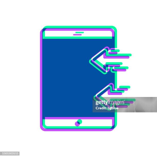 send to tablet pc. icon with two color overlay on white background - using ipad white background stock illustrations