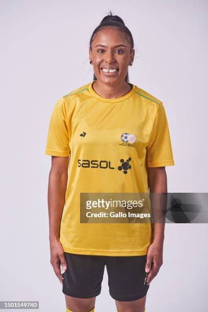 Nicole Michael during the South Africa women's national soccer team portrait session at Sunnyside Park Hotel on June 20, 2023 in Johannesburg, South...