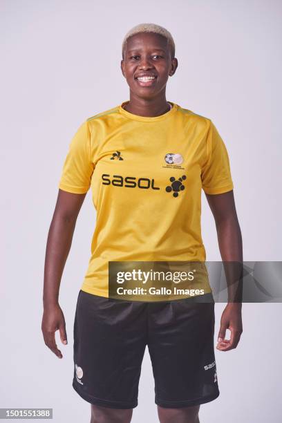 Sibulele Holweni during the South Africa women's national soccer team portrait session at Sunnyside Park Hotel on June 20, 2023 in Johannesburg,...