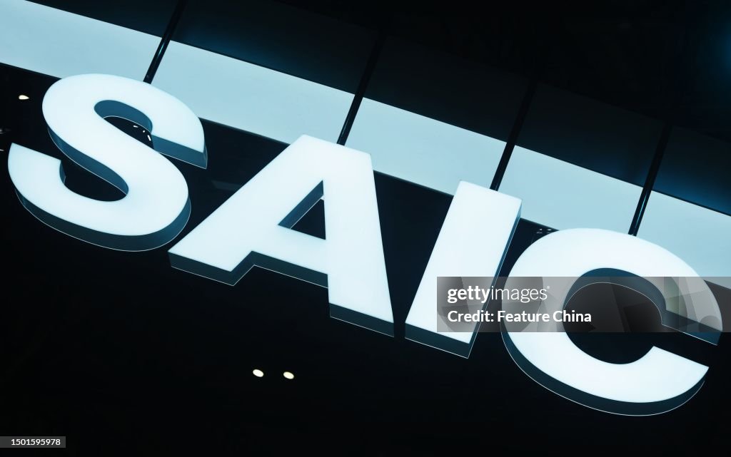 Saic Motor R Logo A view of the company logo of SAIC Motor during an auto show. The ...