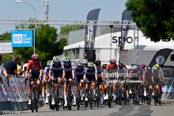 General view of AG Insurance – Soudal Quick-Step Team leads the peloton during the 104th National Championships Belgium 2023, Women's Road Race a...