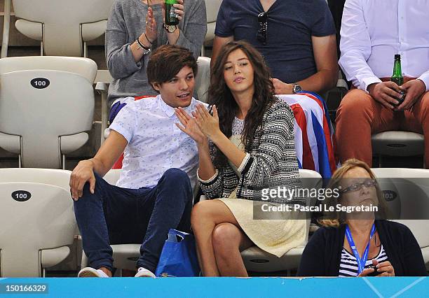 Luis Tomlinson of One Direction and girlfriend Eleanor Calder attend the Men's 10m Platform Diving Final on Day 15 of the London 2012 Olympic Games...