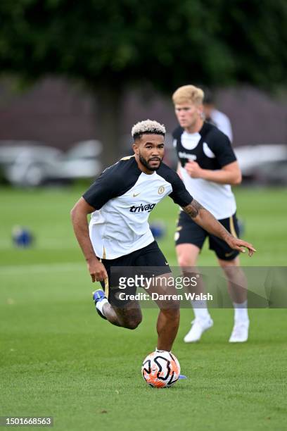 Reece James of Chelsea during a training session at Chelsea Training Ground on July 4, 2023 in Cobham, England.