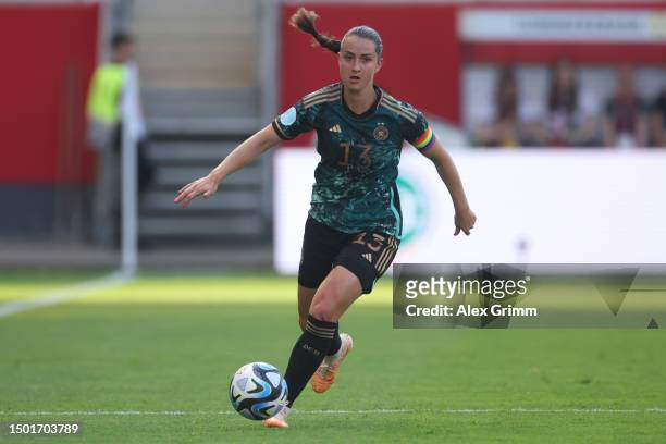 Sara Daebritz of Germany controls the ball during the Women's international friendly between Germany and Vietnam at Stadion Am Bieberer Berg on June...