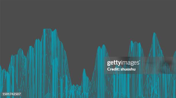 abstract wireframe mountain cyber space pattern background - wireframe landscape stock illustrations