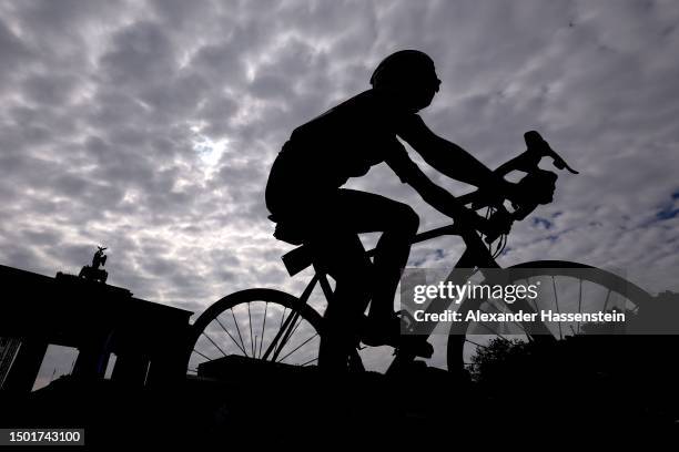 Yann Bouvry of Monaco competes the Brandenburg Gate in the 10k Road Race Cycling Competition at Stasse des 17 Juni during day nine of Special...