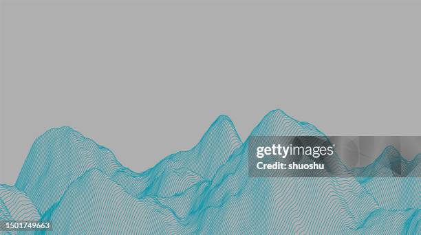 abstract wireframe mountain cyber space pattern background - wireframe landscape stock illustrations