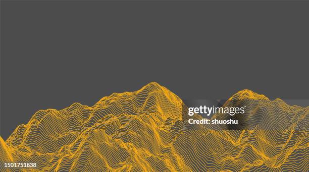 abstract 3d wireframe mountain landscape netting space pattern background - wireframe landscape stock illustrations