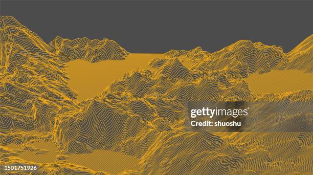 abstrakter drahtgitterberg-3d-netzraummusterhintergrund - drahtrahmenmodell stock-grafiken, -clipart, -cartoons und -symbole