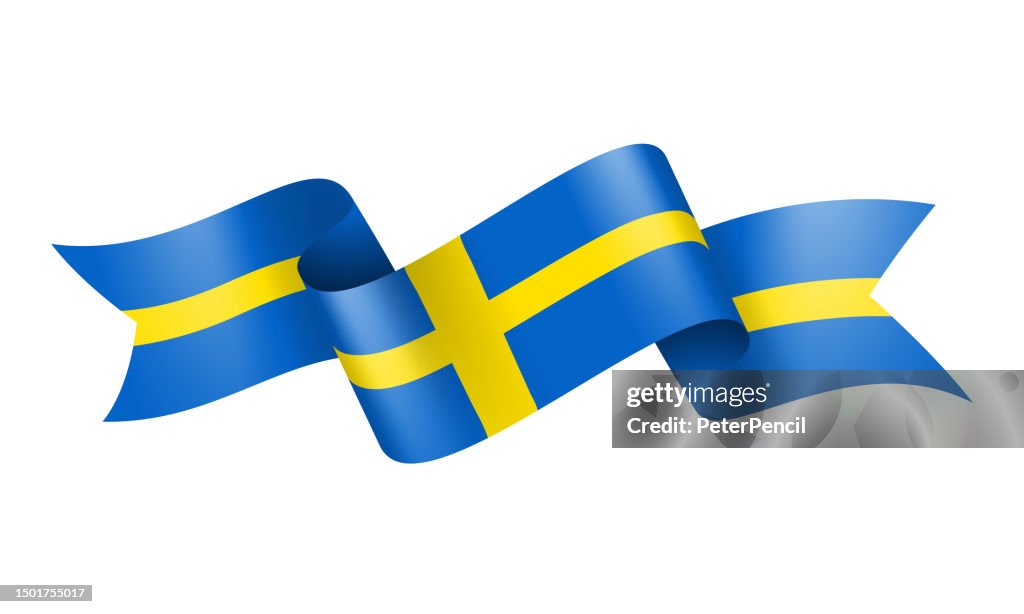 Sweden Flag Ribbon - Vector Stock Illustration