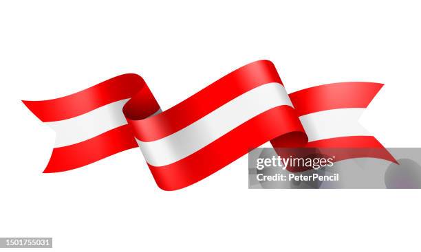 austria flag ribbon - vector stock illustration - austria stock illustrations