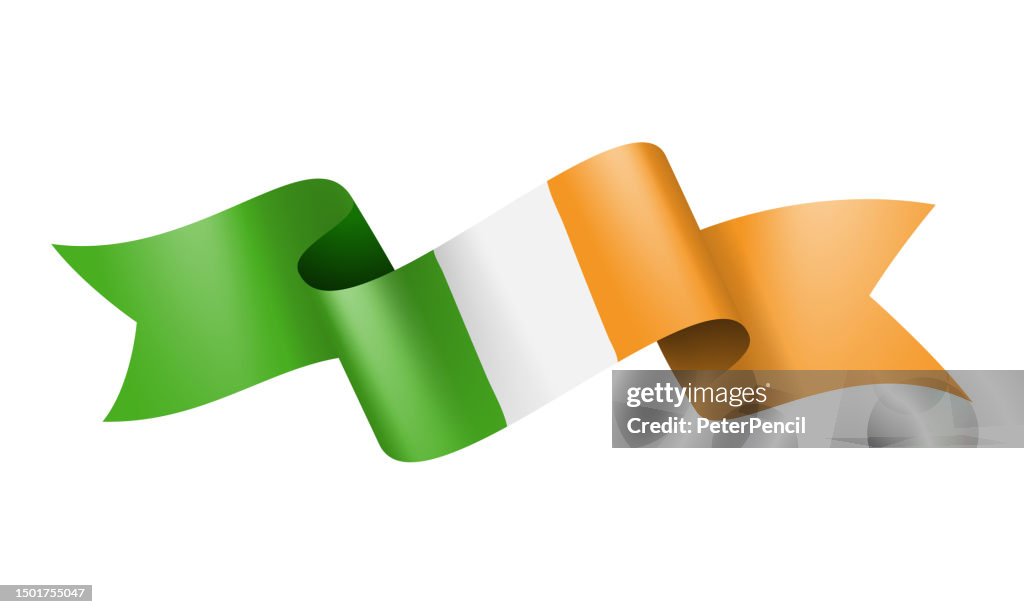 Ireland Flag Ribbon - Vector Stock Illustration