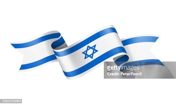 israel flag ribbon - vector stock illustration - israel flag stock illustrations