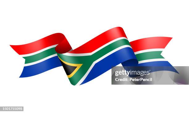 south africa flag ribbon - vector stock illustration - south african flag stock illustrations