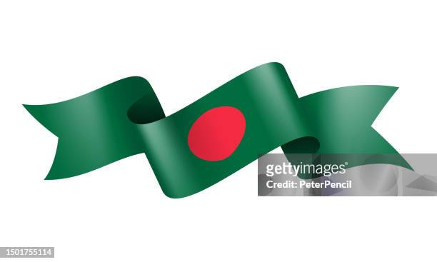bangladesh flag ribbon - vector stock illustration - flag of bangladesh 幅插畫檔、美工圖案、卡通及圖標