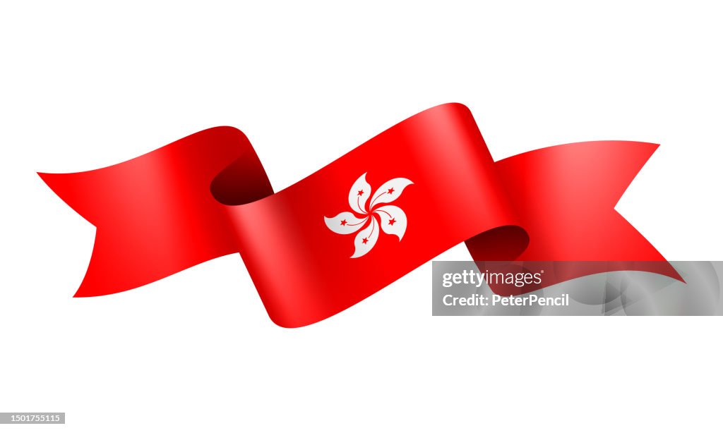 Hong Kong Flag Ribbon - Vector Stock Illustration
