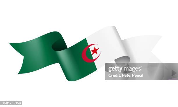 algeria flag ribbon - vector stock illustration - algeria stock illustrations