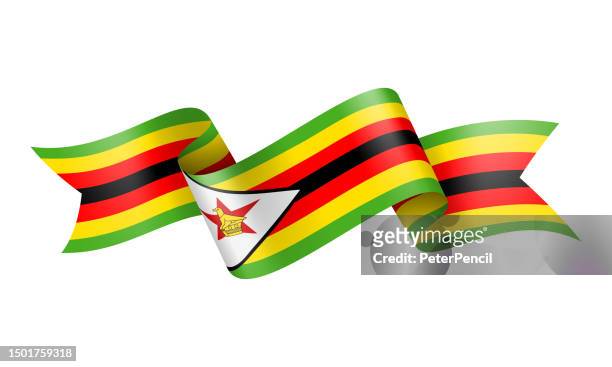 ilustrações, clipart, desenhos animados e ícones de bandeira de zimbabwe fita - vector ilustração stock - bandeira de zimbabué