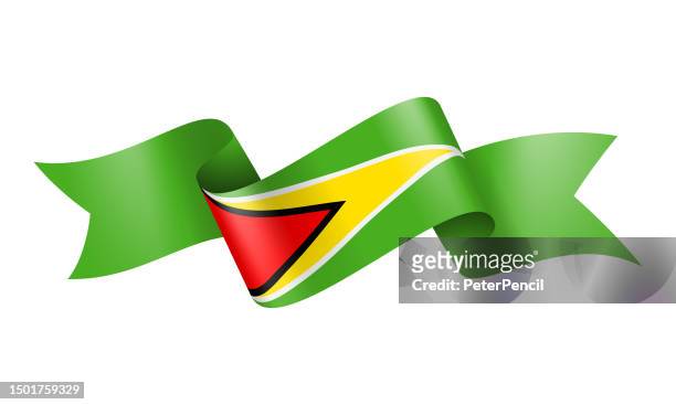 guyana flag ribbon - vector stock illustration - guyana flag stock illustrations