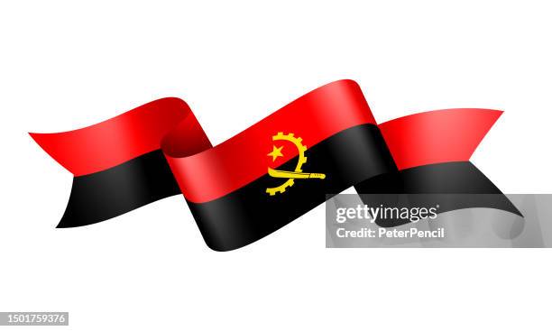 angola flag ribbon - vector stock illustration - angola flag stock illustrations