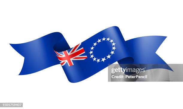 cook islands flag ribbon - vector stock illustration - playing tag stock illustrations