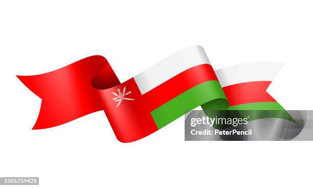 stockillustraties, clipart, cartoons en iconen met oman flag ribbon - vector stock illustration - oman