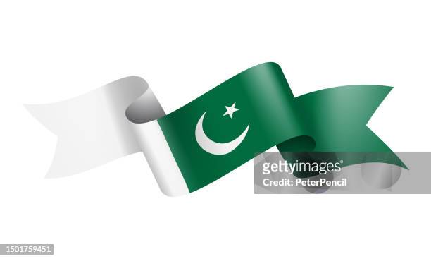 pakistan flag ribbon - vector stock illustration - pakistani flag stock illustrations