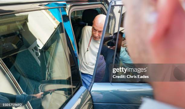 Arnon Milchan leaves the Old Ship Hotel, after giving testimony in Benjamin Netanyahu's corruption trial which is being transmitted via videolink to...