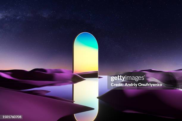 opened portal in the night sky. - porte photos et images de collection