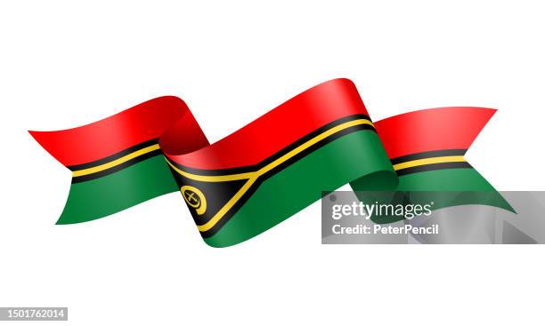 vanuatu flag ribbon - vector stock illustration - vanuatu stock illustrations