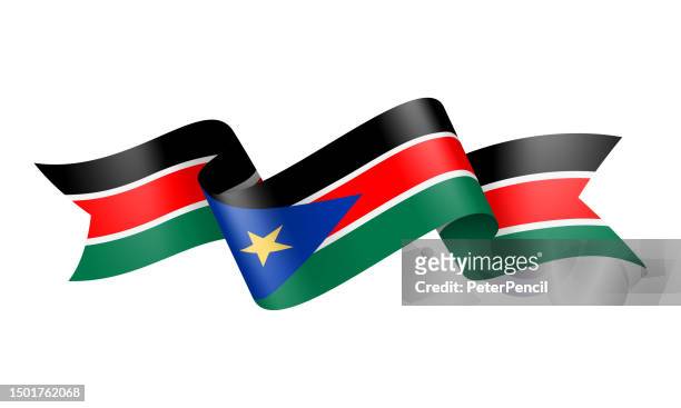 south sudan flag ribbon - vector stock illustration - south sudan stock illustrations