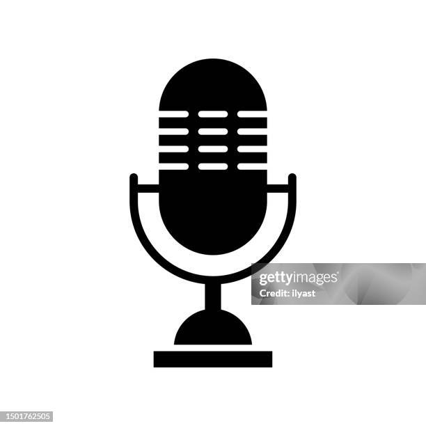 ilustraciones, imágenes clip art, dibujos animados e iconos de stock de sonidos cautivadores icono de línea negra y vector de relleno - microphone