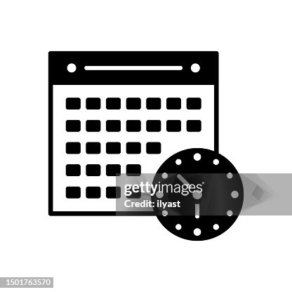 Event Synchronization Black Line & Fill Vector Icon Event Synchronization Black Line & Fill Vector Icon