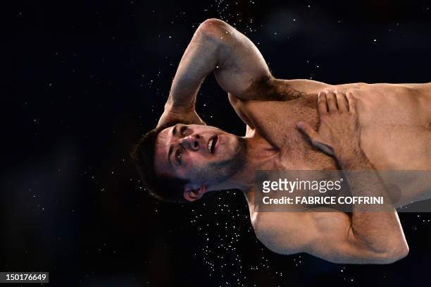 Diver Nicholas McCrory competes in the men's 10m platform final during the diving event at the London 2012 Olympic Games on August 11, 2012 in...
