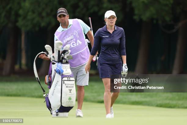 Stephanie Meadow of Northern Ireland walks the second fairway during the final round of the KPMG Women's PGA Championship at Baltusrol Golf Club on...