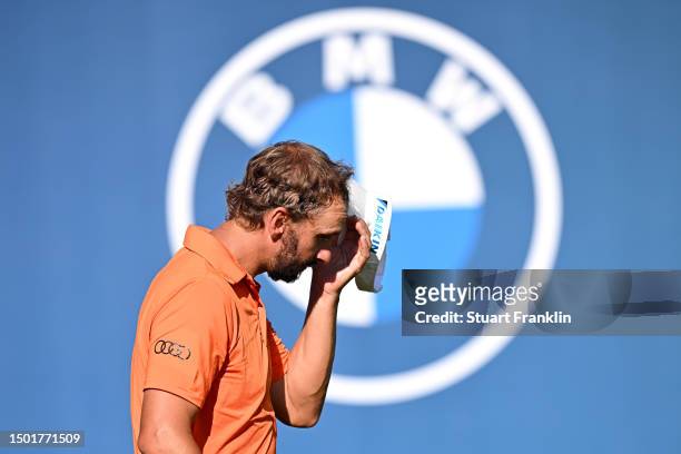 Joost Luiten of The Netherlands looks dejected on the 18th hole during Day Four of the BMW International Open at Golfclub Munchen Eichenried on June...