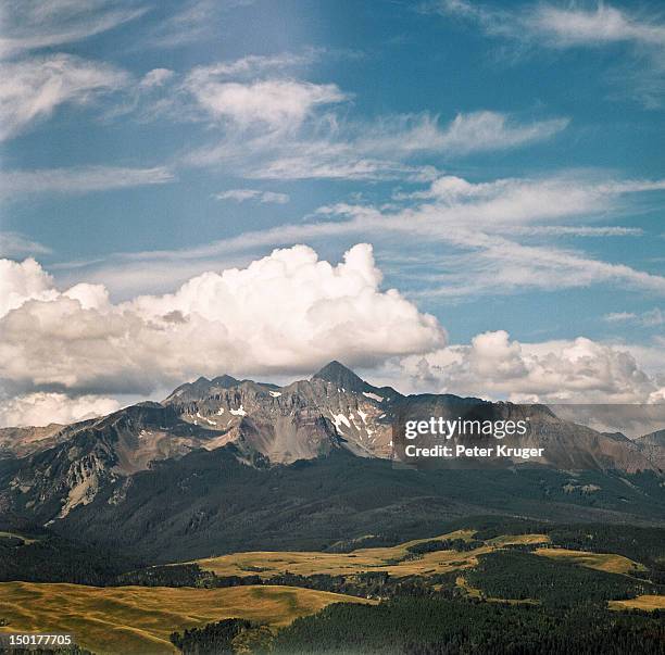 big sky above mount wilson in colorado - mt wilson colorado stock pictures, royalty-free photos & images