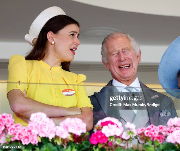 Lady Sophie Windsor and King Charles III watch the racing from the Royal Box as they attend day 5 of Royal Ascot 2023 at Ascot Racecourse on June 24,...