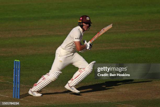 Jamie Smith of Surrey in action during day one of the LV= Insurance County Championship Division 1 match between Surrey and Lancashire at The Kia...