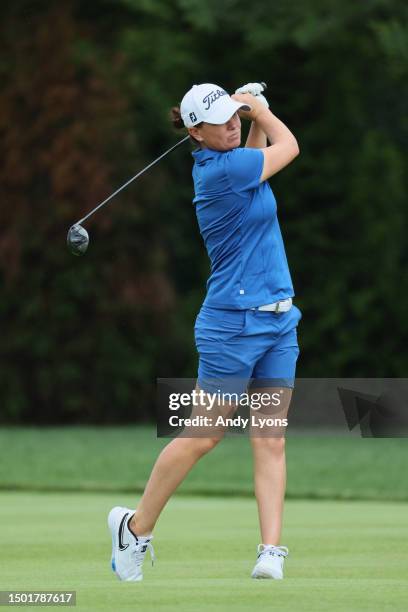 Lee-Anne Pace of South Africa hits from the seventh fairway during the final round of the KPMG Women's PGA Championship at Baltusrol Golf Club on...