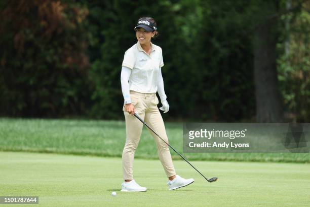 Jenny Shin of South Korea waits to hit from the seventh fairway during the final round of the KPMG Women's PGA Championship at Baltusrol Golf Club on...