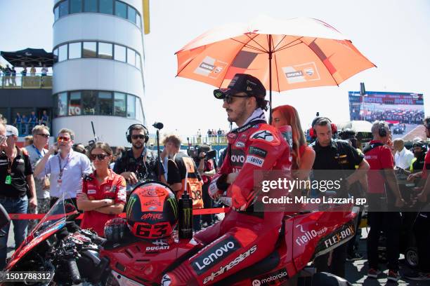 Francesco Bagnaia of Italy and Ducati Lenovo Team prepares to start on the grid during the MotoGP race during the MotoGP of Netherlands - Race at TT...