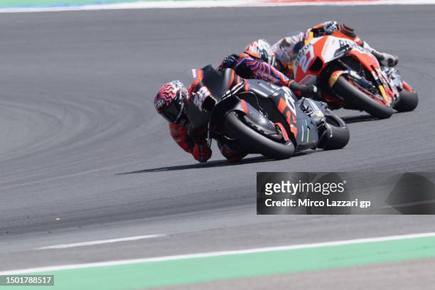 Lorenzo Savadori of Italy and Aprilia Racing leads the field during the MotoGP race during the MotoGP of Netherlands - Race at TT Circuit Assen on...