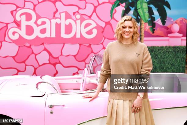 Greta Gerwig attends the press junket and Photo Call for "Barbie" at Four Seasons Hotel Los Angeles at Beverly Hills on June 25, 2023 in Los Angeles,...