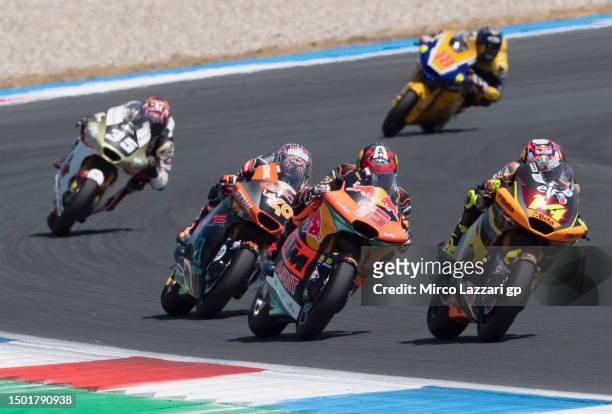 Toni Arbolino of Italy and Elf Marc VDS Racing Team leads the field during the Moto2 race during the MotoGP of Netherlands - Race at TT Circuit Assen...