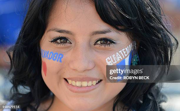 Soccer fan Jaby De Leoni awaits the start of the El Salvador vs Guatemala soccer friendly in preparation for the World Cup 2014 qualifiers on August...