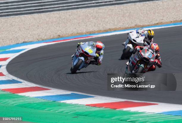 Celestino Vietti Ramus of Italy and Fantic Racingleads the field during the Moto2 race during the MotoGP of Netherlands - Race at TT Circuit Assen on...