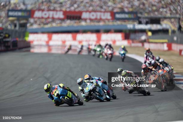 David Munoz of Spain and BOE Motorsports leads the field during the Moto3 race during the MotoGP of Netherlands - Race at TT Circuit Assen on June...
