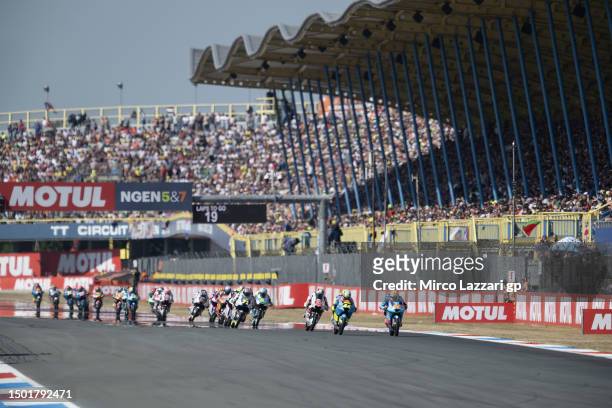 Joel Kelso of Australia and CFMoto Racing Prustel GP leads the field during the Moto3 race during the MotoGP of Netherlands - Race at TT Circuit...
