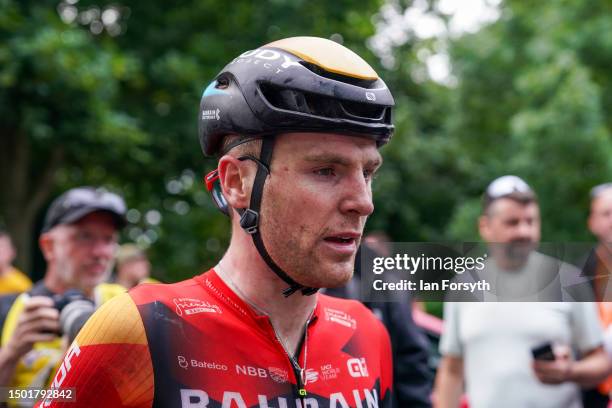 Fred Wright from team Bahrain Victorious wins the Men’s British National Road Championships road race on June 25, 2023 in Saltburn, England. The...